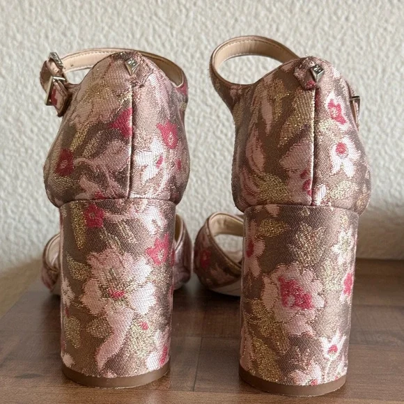 Sam Edelman Orlane Pink Floral Ankle-Strap Block Heel Sandal - Picture 4 of 7